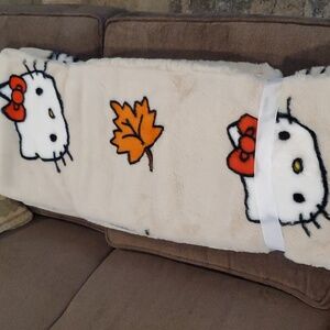 New Release Fall Leaves Faux Rabbit Hello Kitty Blanket-NWT